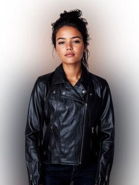 Ambiance Cropped Black Faux Leather Moto Jacket Medium Asym Zip BNWOT